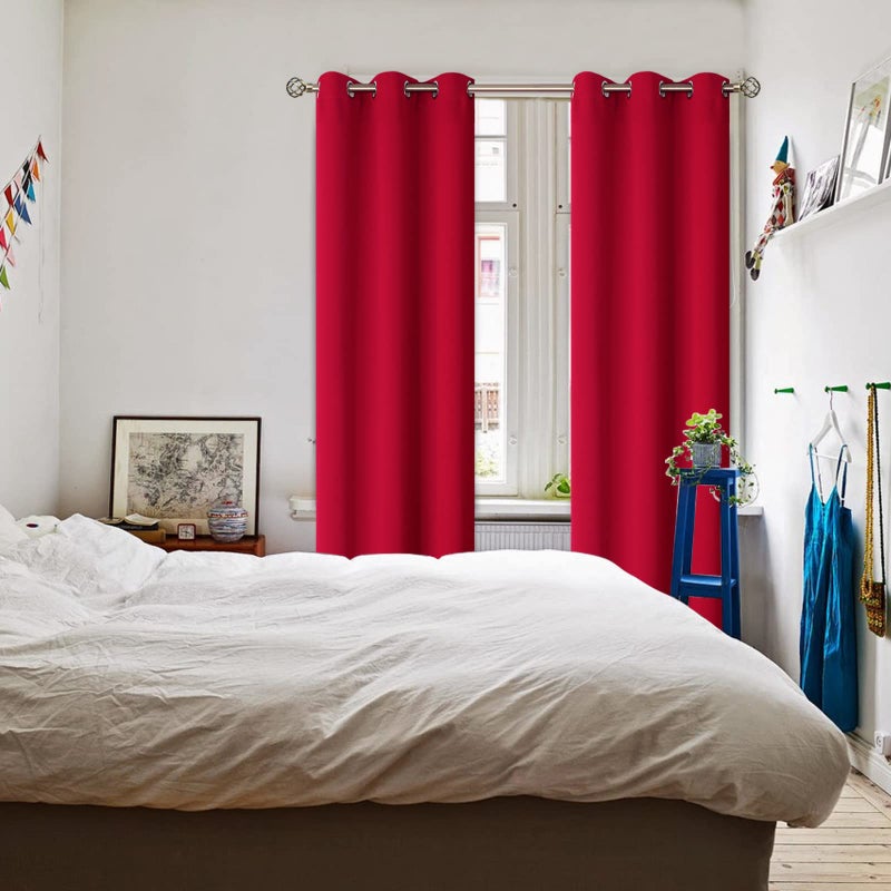 BGment Room Darkening Curtains 84 Inches Long - Grommet Thermal Insulated Drapes Window Treatment Curtains for Bedroom, 2 Panels, 42 x 84 Inch, Red - Image 2